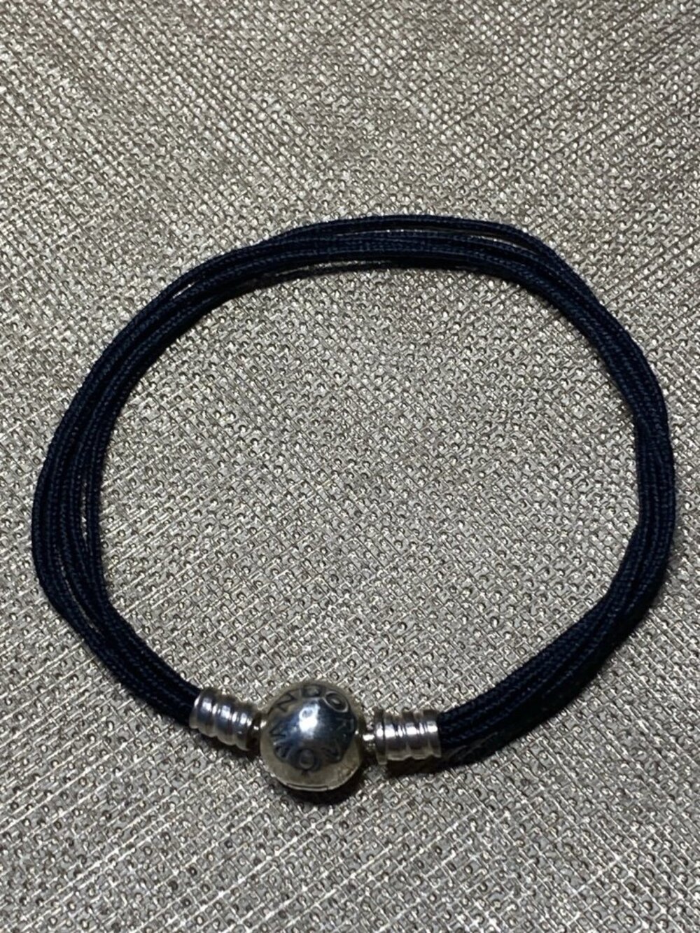 Authentic Pandora 925 ALE Black Multi Strand Cord Bracelet Sterling Silver Clasp